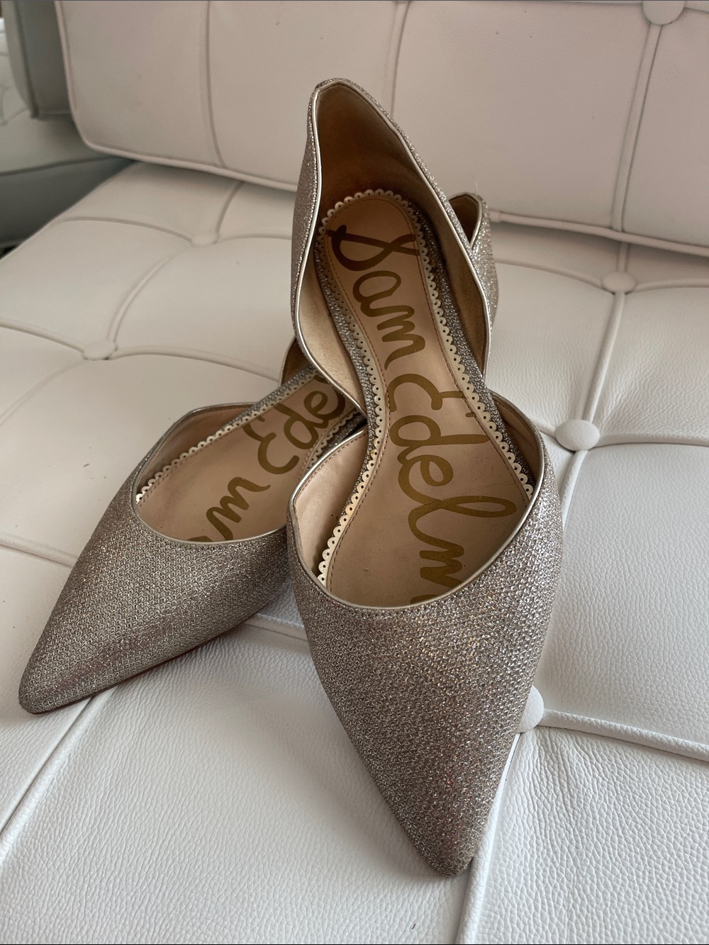 Sam Edelman Rodney Pointed Toe D'Orsay Flats in a metallic gold